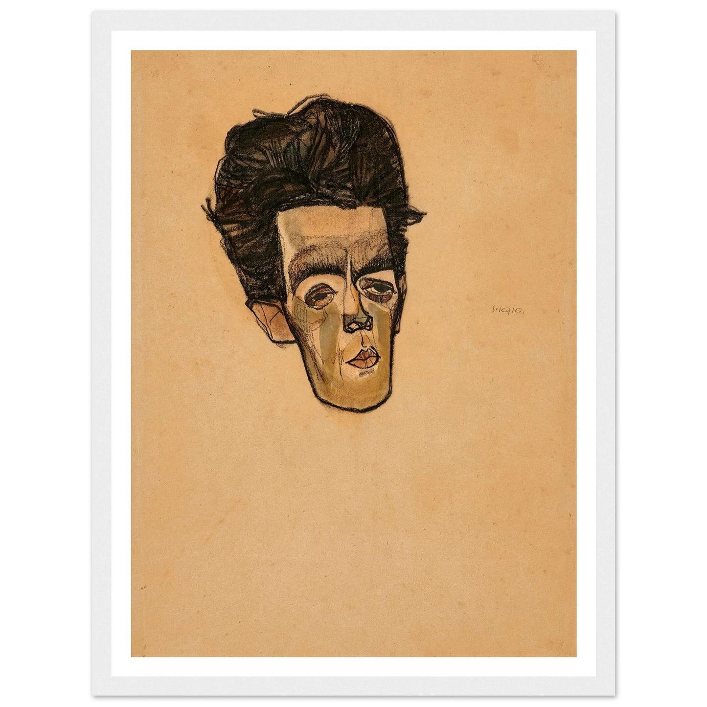 Selbstbildnis (1910) Art Print | Egon Schiele - Framed Poster - 30x40 cm / 12x16″ - Black frame