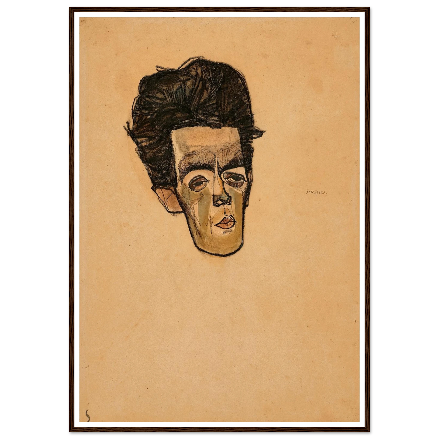 Selbstbildnis (1910) Art Print | Egon Schiele - Framed Poster - 30x40 cm / 12x16″ - Black frame