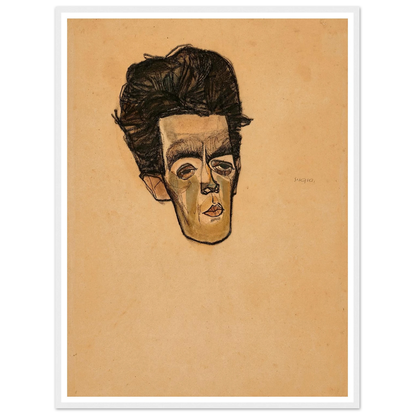 Selbstbildnis (1910) Art Print | Egon Schiele - Framed Poster - 30x40 cm / 12x16″ - Black frame