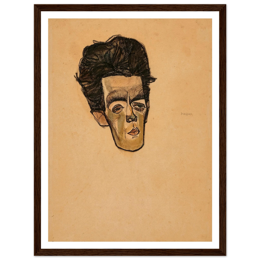 Selbstbildnis (1910) Art Print | Egon Schiele - Framed Poster - 30x40 cm / 12x16″ - Black frame