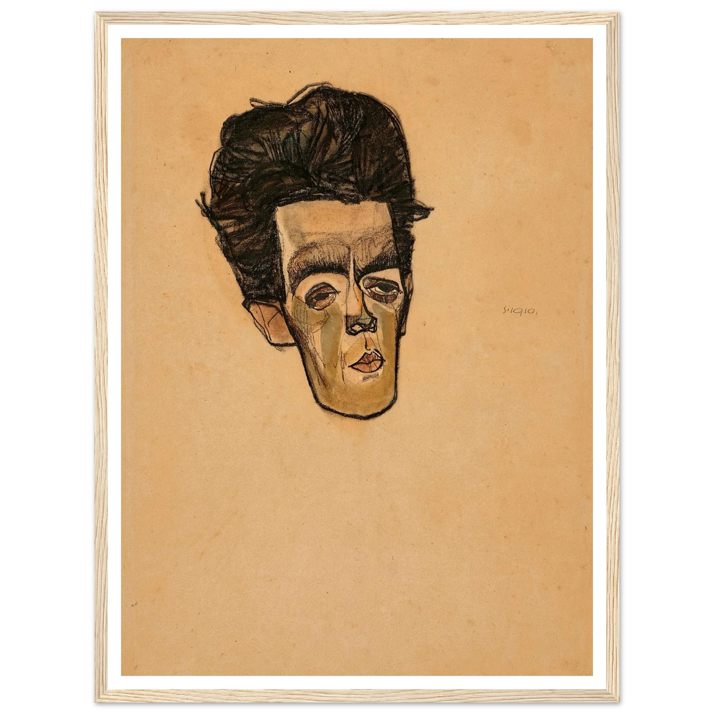 Selbstbildnis (1910) Art Print | Egon Schiele - Framed Poster - 30x40 cm / 12x16″ - Black frame