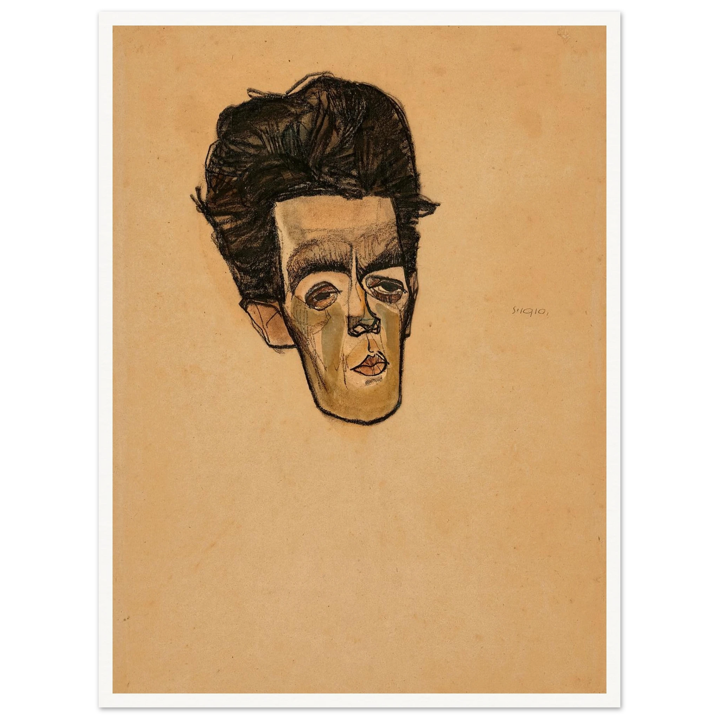 Selbstbildnis (1910) Art Print | Egon Schiele - Framed Poster - 30x40 cm / 12x16″ - Black frame