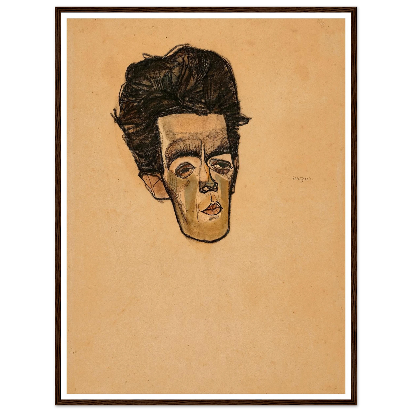 Selbstbildnis (1910) Art Print | Egon Schiele - Framed Poster - 30x40 cm / 12x16″ - Black frame