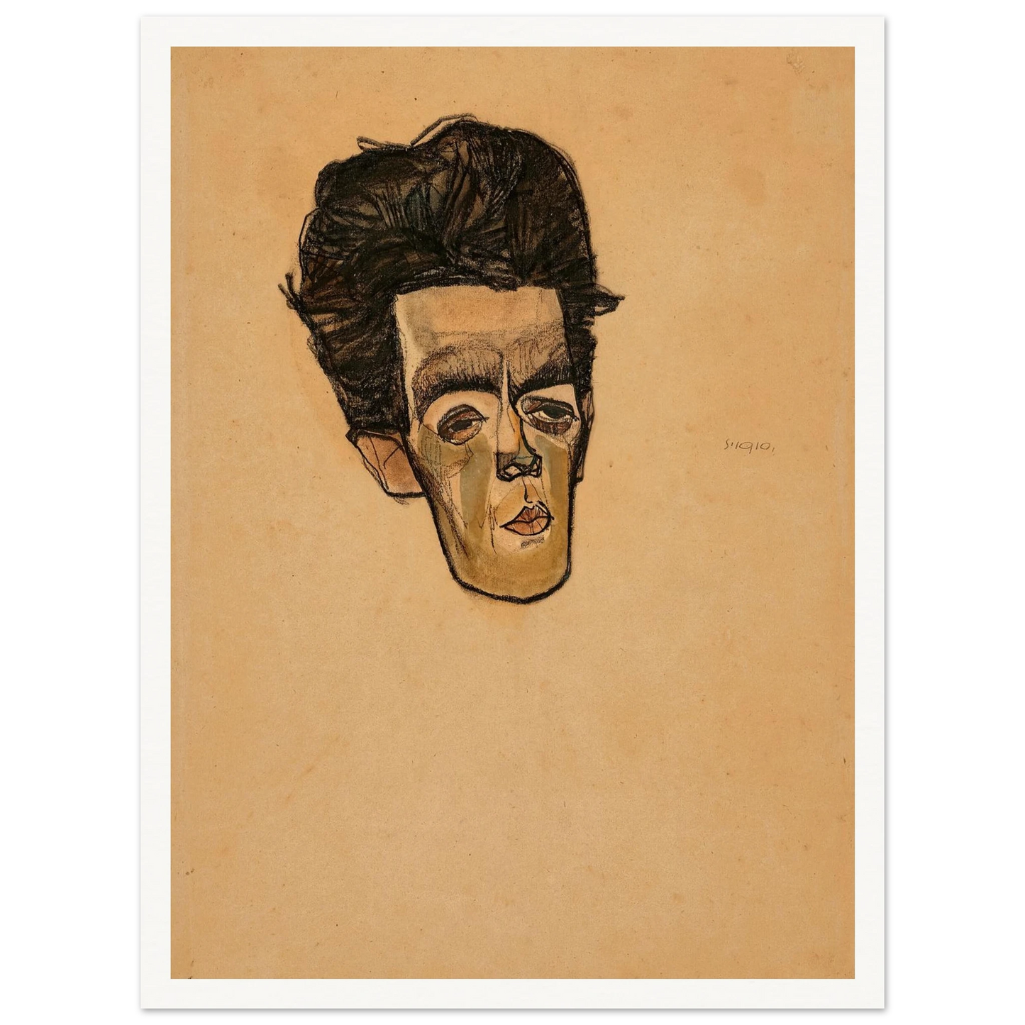Selbstbildnis (1910) Art Print | Egon Schiele - Framed Poster - 30x40 cm / 12x16″ - Black frame