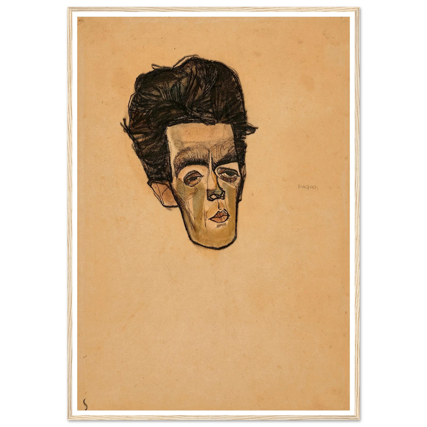 Selbstbildnis (1910) Art Print | Egon Schiele - Framed Poster - 30x40 cm / 12x16″ - Black frame