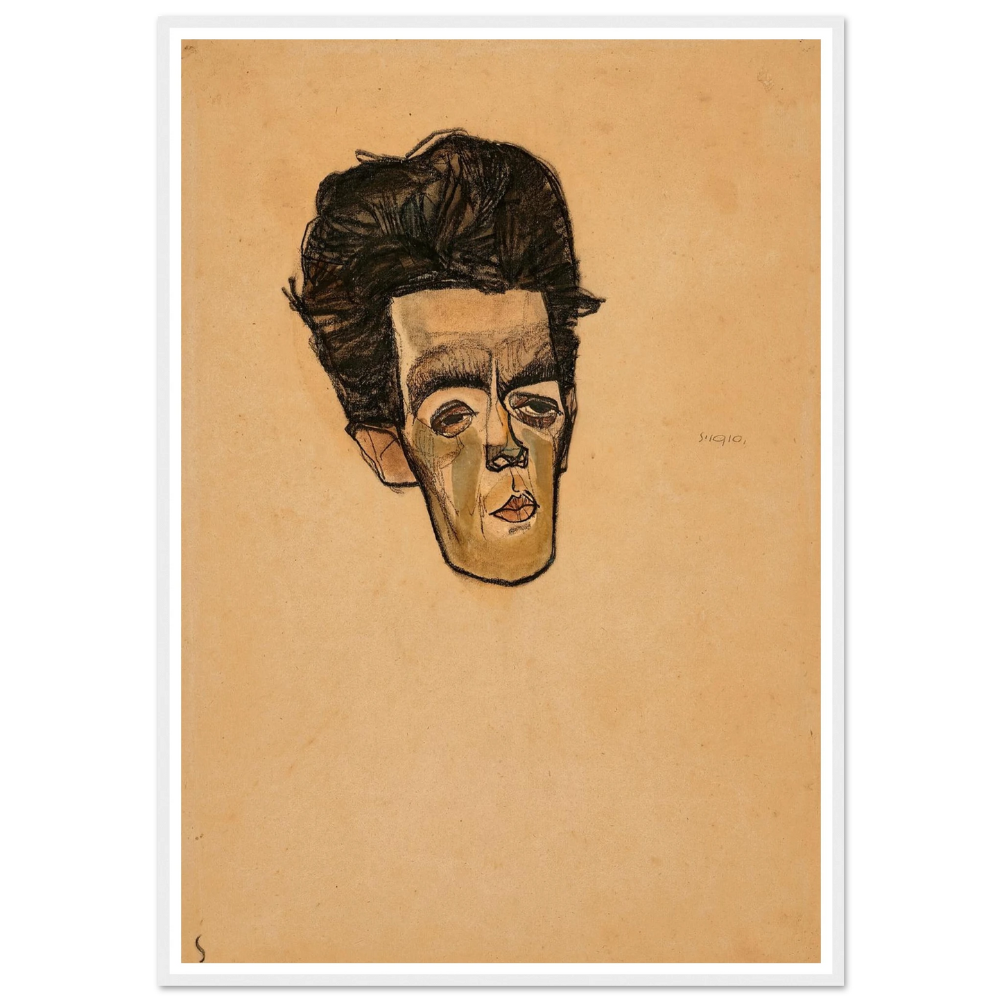 Selbstbildnis (1910) Art Print | Egon Schiele - Framed Poster - 30x40 cm / 12x16″ - Black frame
