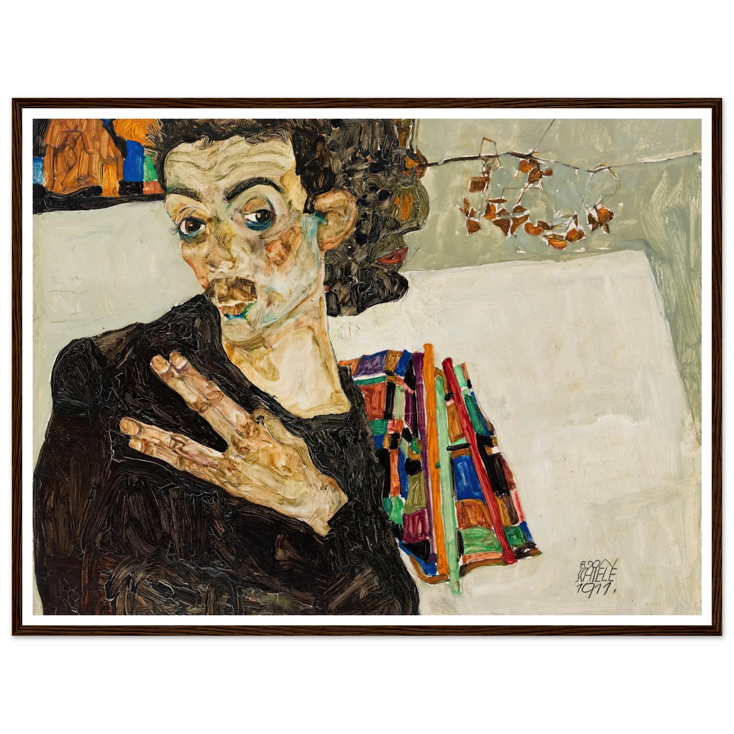 Selbstbildnis (1911) Art Print | Egon Schiele - Framed Poster - 30x40 cm / 12x16″ - Black frame
