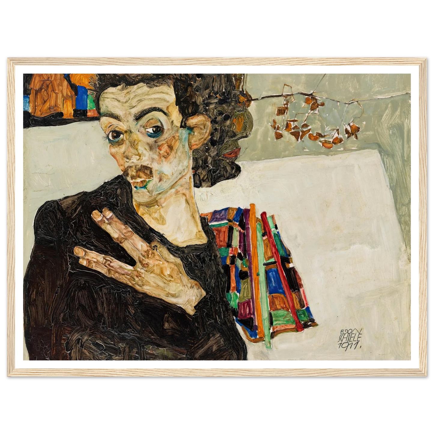 Selbstbildnis (1911) Art Print | Egon Schiele - Framed Poster - 30x40 cm / 12x16″ - Black frame