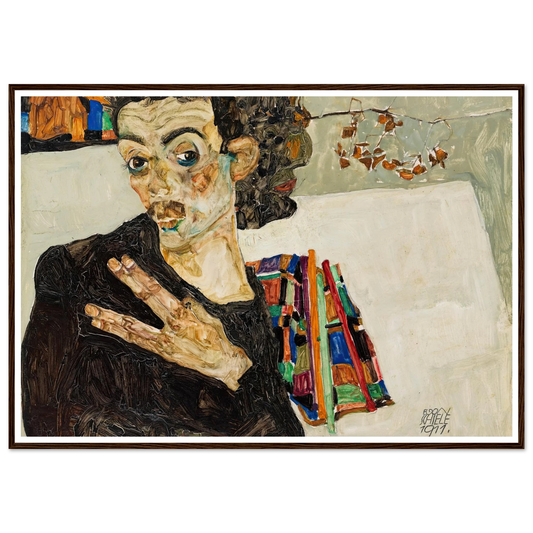 Selbstbildnis (1911) Art Print | Egon Schiele - Framed Poster - 30x40 cm / 12x16″ - Black frame