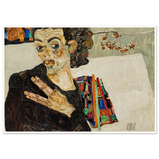 Selbstbildnis (1911) Art Print | Egon Schiele - Framed Poster - 30x40 cm / 12x16″ - Black frame