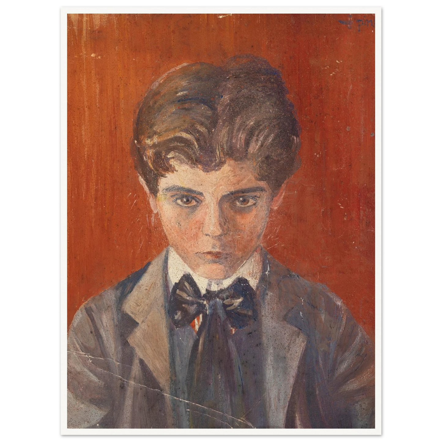 Selbstbildnis vor rotem Hintergrund (1906) Art Print | Egon Schiele - Framed Poster - 30x40 cm / 12x16″ - Black frame