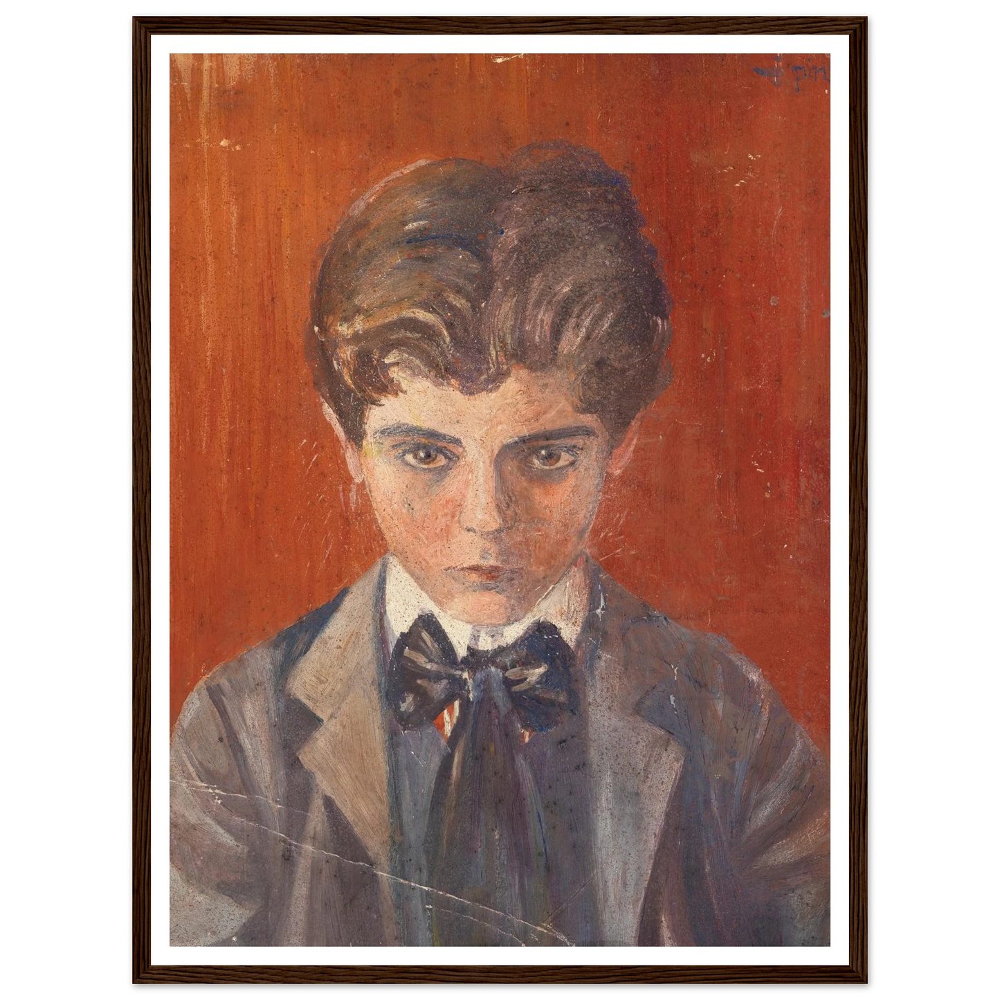 Selbstbildnis vor rotem Hintergrund (1906) Art Print | Egon Schiele - Framed Poster - 30x40 cm / 12x16″ - Black frame