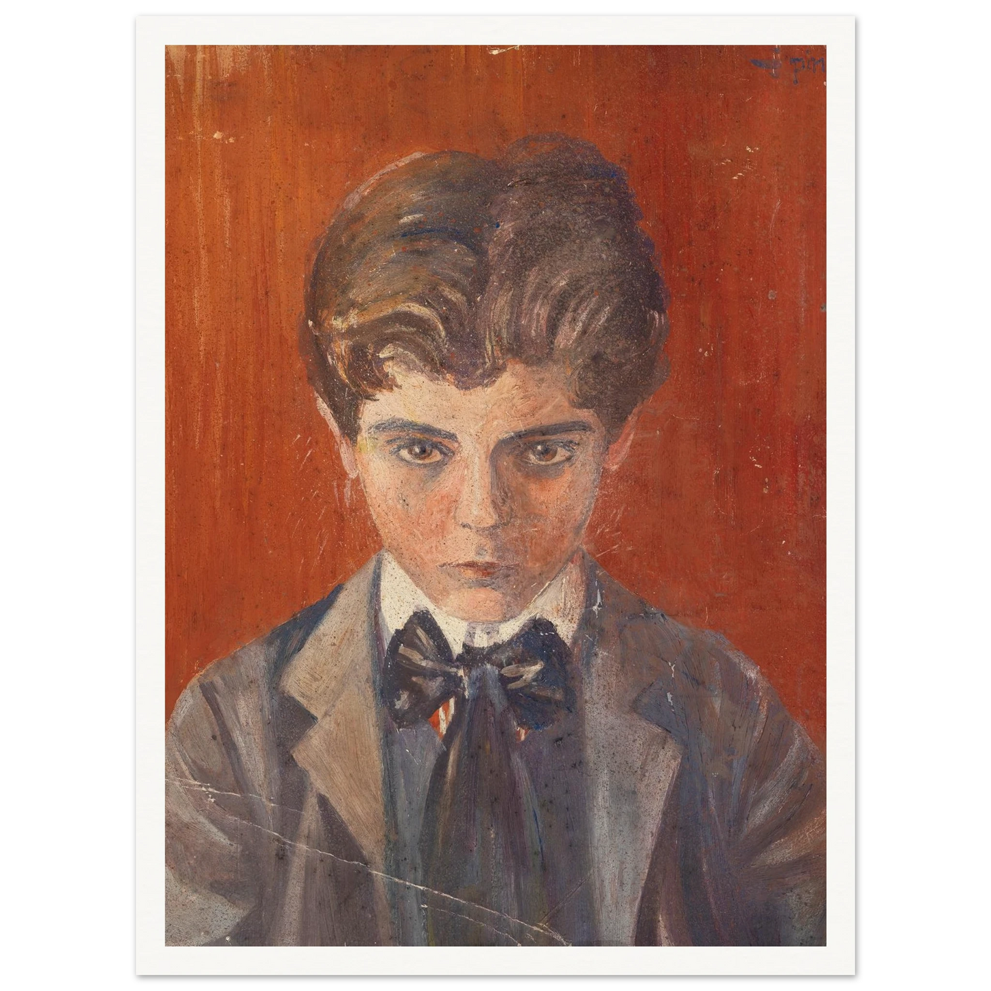 Selbstbildnis vor rotem Hintergrund (1906) Art Print | Egon Schiele - Framed Poster - 30x40 cm / 12x16″ - Black frame