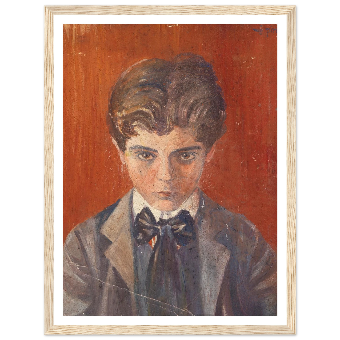 Selbstbildnis vor rotem Hintergrund (1906) Art Print | Egon Schiele - Framed Poster - 30x40 cm / 12x16″ - Black frame