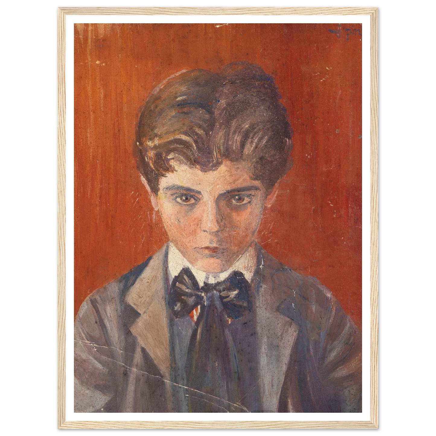 Selbstbildnis vor rotem Hintergrund (1906) Art Print | Egon Schiele - Framed Poster - 30x40 cm / 12x16″ - Black frame