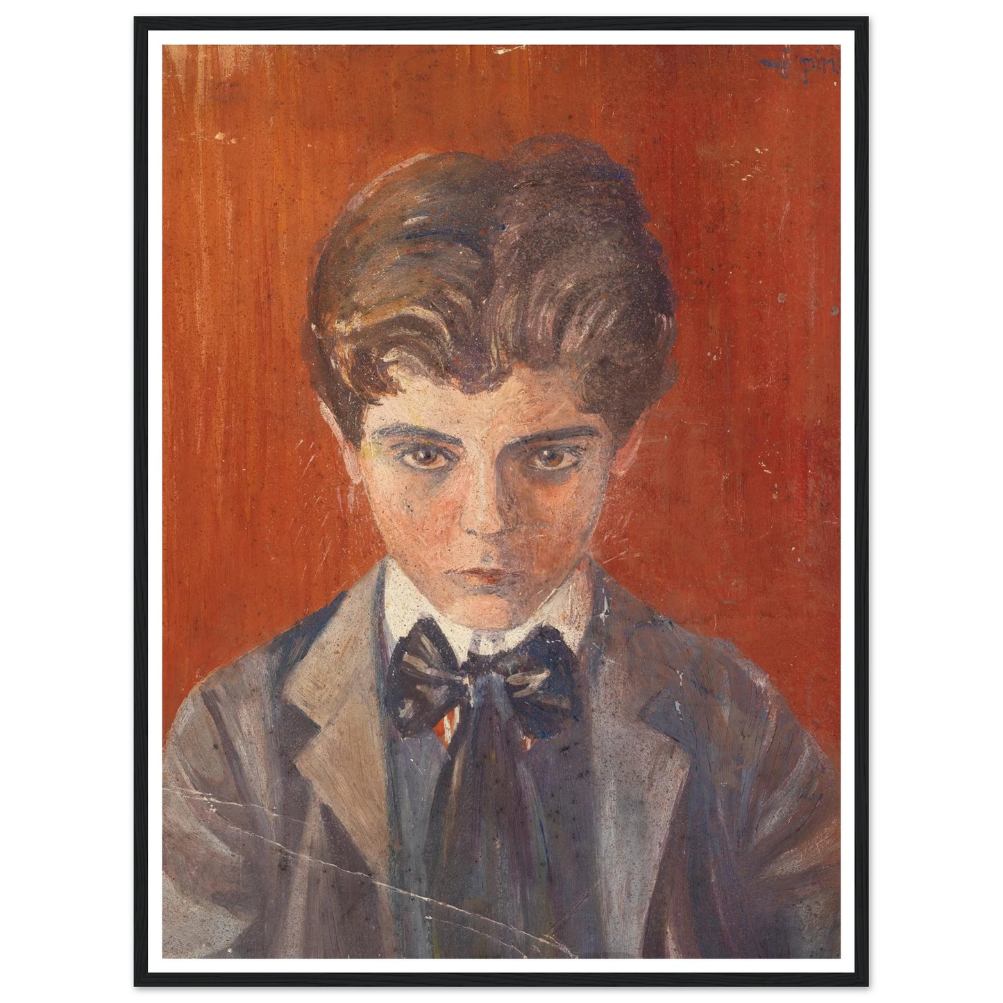 Selbstbildnis vor rotem Hintergrund (1906) Art Print | Egon Schiele - Framed Poster - 30x40 cm / 12x16″ - Black frame