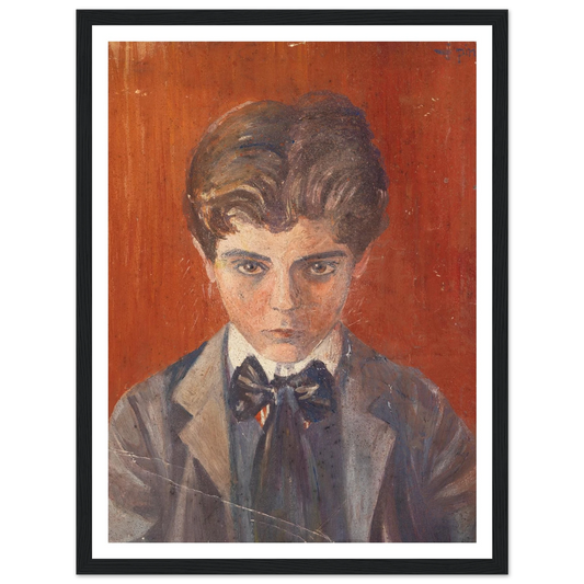 Selbstbildnis vor rotem Hintergrund (1906) Art Print | Egon Schiele - Framed Poster - 30x40 cm / 12x16″ - Black frame