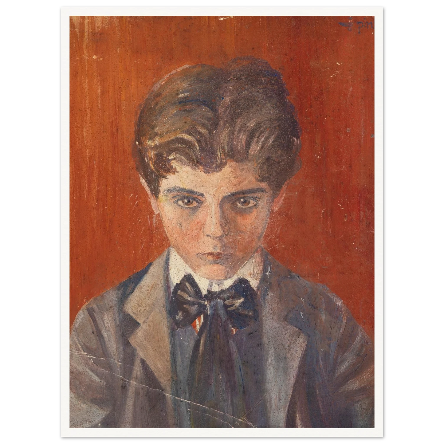 Selbstbildnis vor rotem Hintergrund (1906) Art Print | Egon Schiele - Framed Poster - 30x40 cm / 12x16″ - Black frame