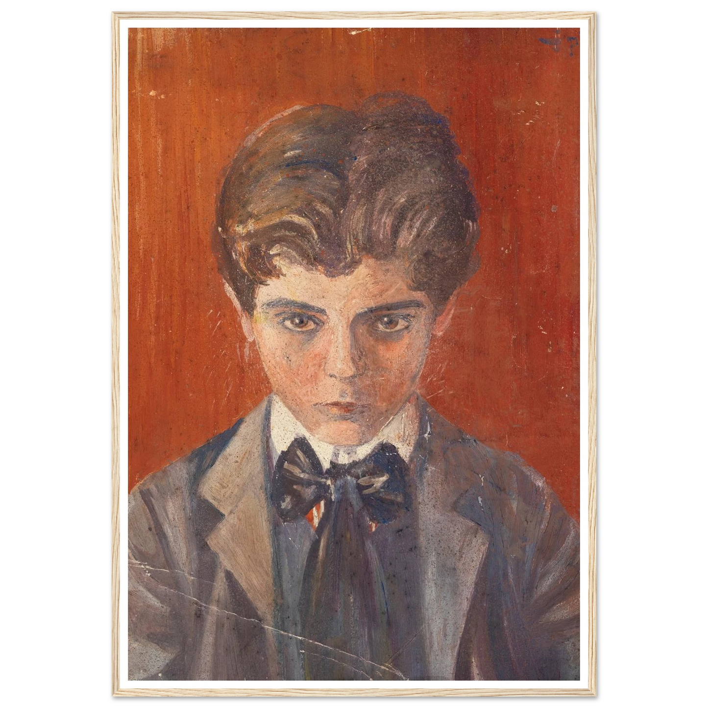 Selbstbildnis vor rotem Hintergrund (1906) Art Print | Egon Schiele - Framed Poster - 30x40 cm / 12x16″ - Black frame