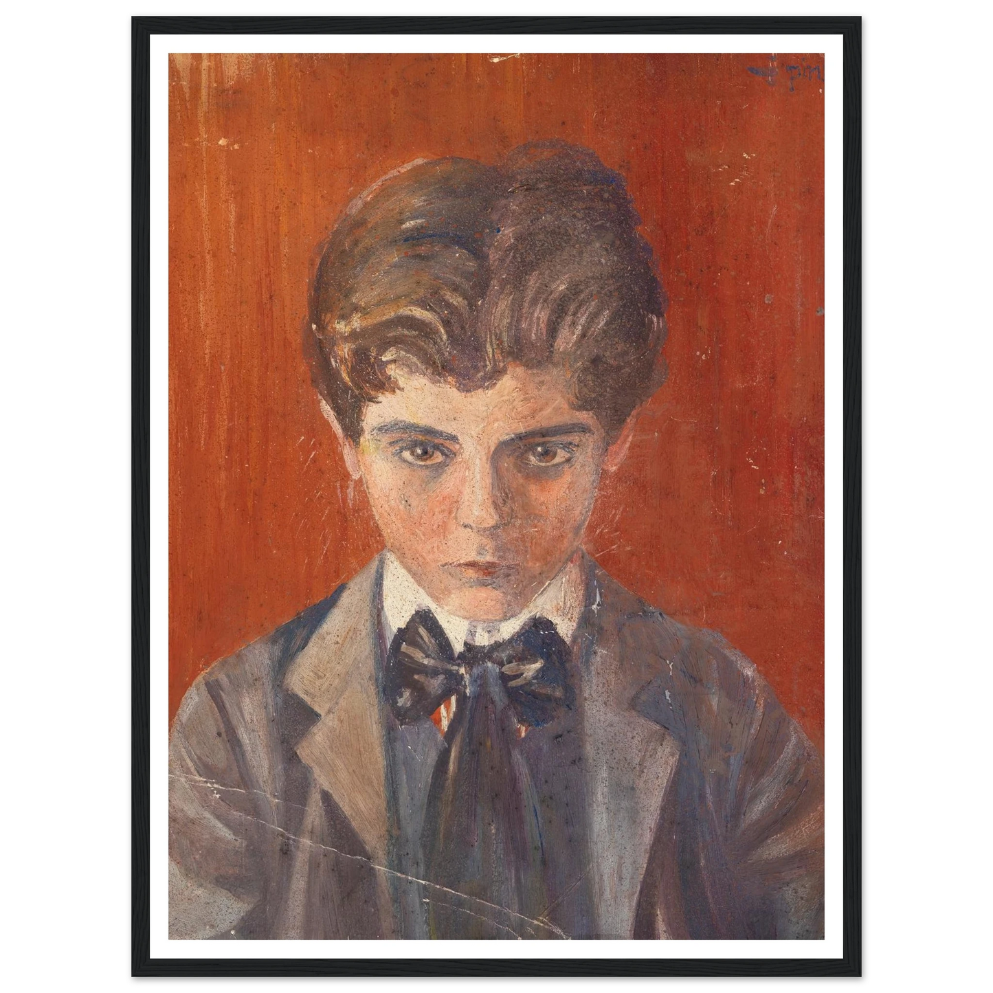 Selbstbildnis vor rotem Hintergrund (1906) Art Print | Egon Schiele - Framed Poster - 30x40 cm / 12x16″ - Black frame