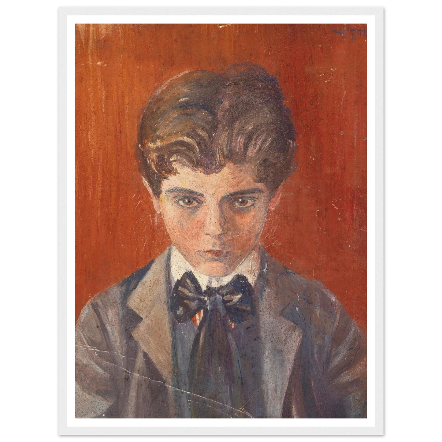 Selbstbildnis vor rotem Hintergrund (1906) Art Print | Egon Schiele - Framed Poster - 30x40 cm / 12x16″ - Black frame