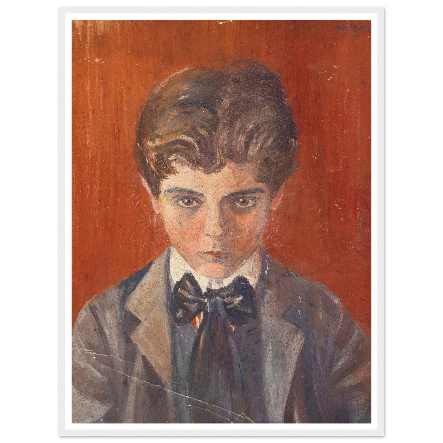 Selbstbildnis vor rotem Hintergrund (1906) Art Print | Egon Schiele - Framed Poster - 30x40 cm / 12x16″ - Black frame