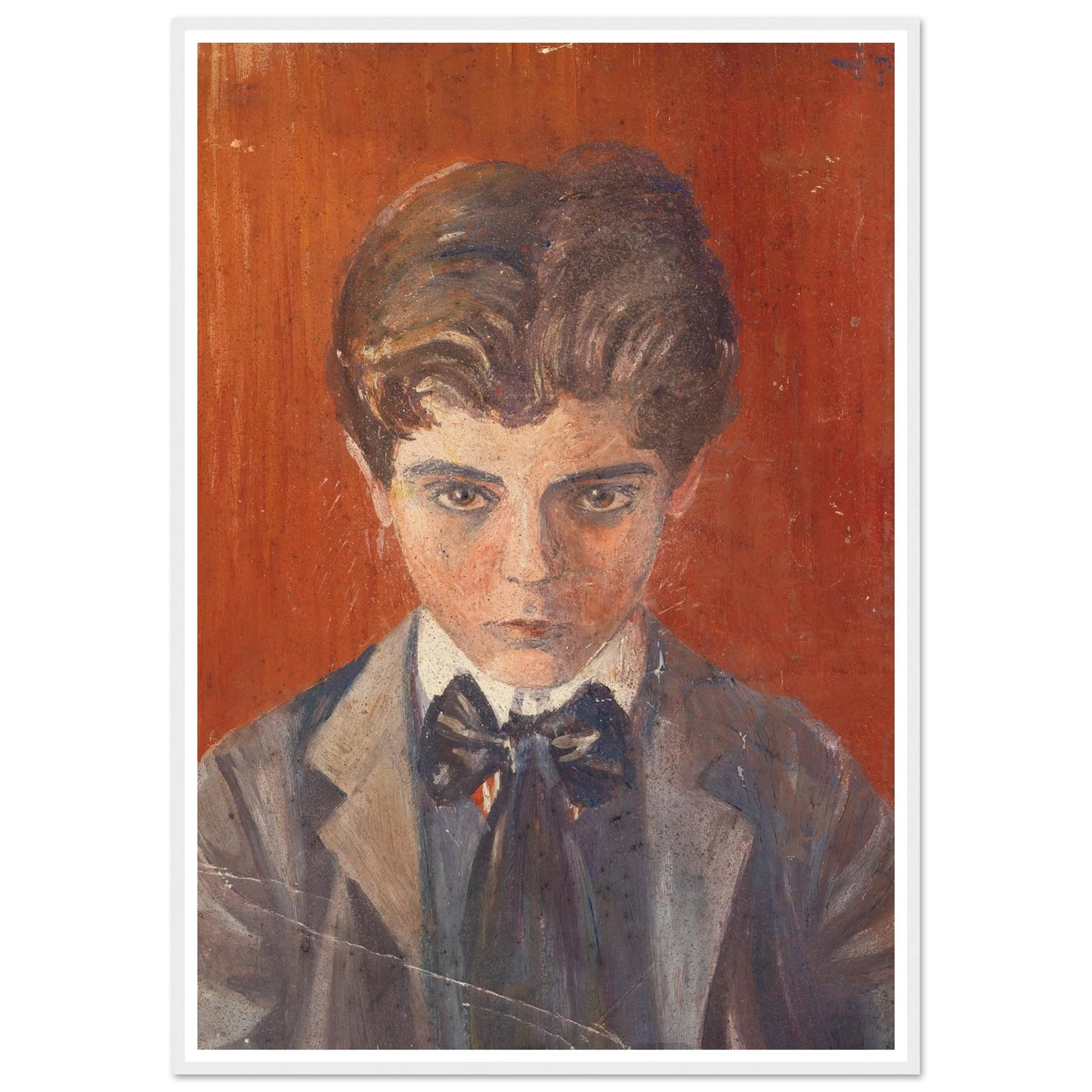 Selbstbildnis vor rotem Hintergrund (1906) Art Print | Egon Schiele - Framed Poster - 30x40 cm / 12x16″ - Black frame