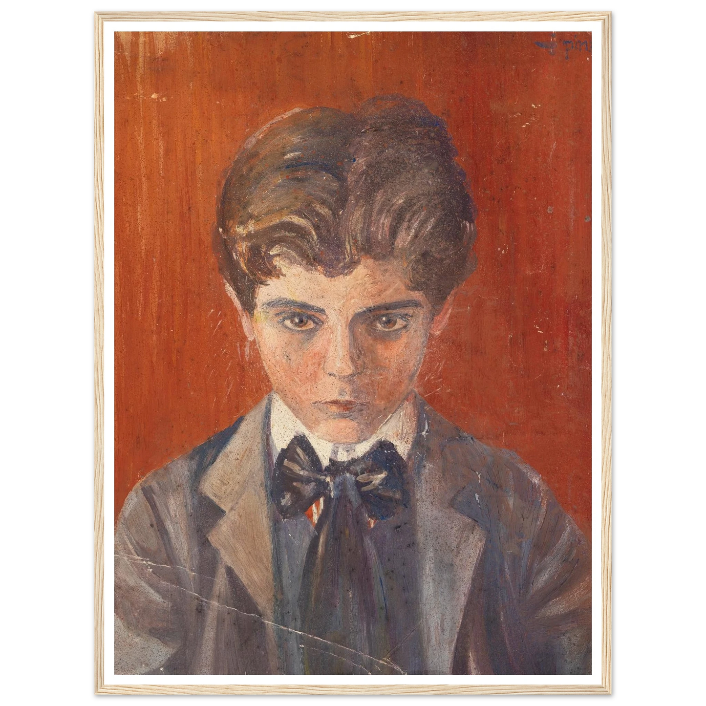 Selbstbildnis vor rotem Hintergrund (1906) Art Print | Egon Schiele - Framed Poster - 30x40 cm / 12x16″ - Black frame