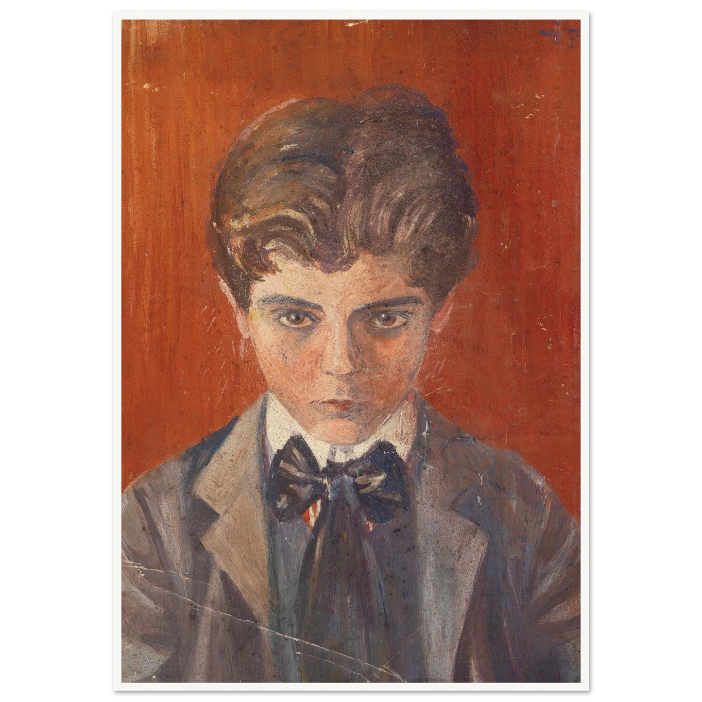 Selbstbildnis vor rotem Hintergrund (1906) Art Print | Egon Schiele - Framed Poster - 30x40 cm / 12x16″ - Black frame