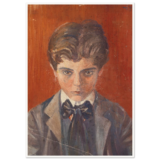 Selbstbildnis vor rotem Hintergrund (1906) Art Print | Egon Schiele - Framed Poster - 30x40 cm / 12x16″ - Black frame