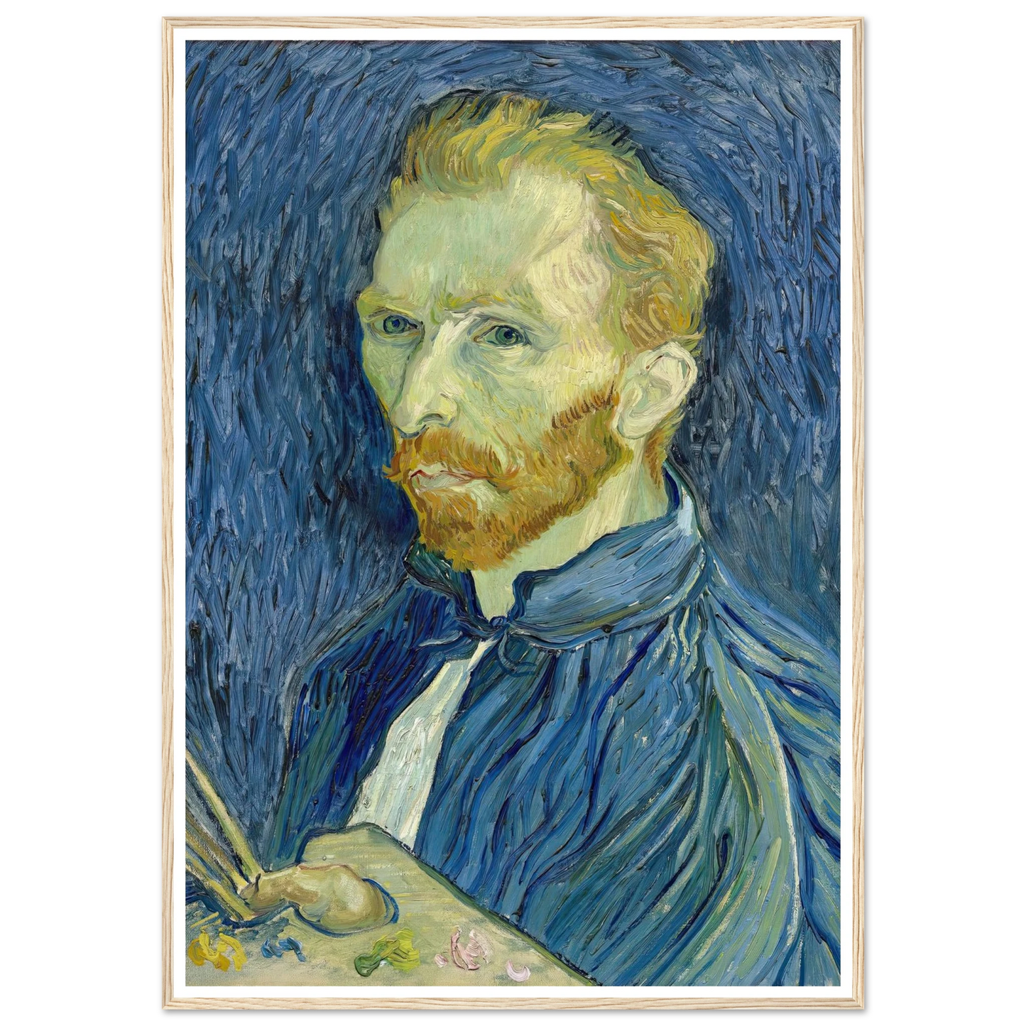 Self-Portrait (1889) Art Print | Vincent van Gogh - Framed Poster - 30x40 cm / 12x16″ - Black frame