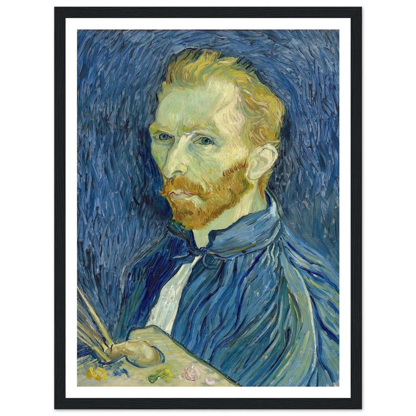 Self-Portrait (1889) Art Print | Vincent van Gogh - Framed Poster - 30x40 cm / 12x16″ - Black frame