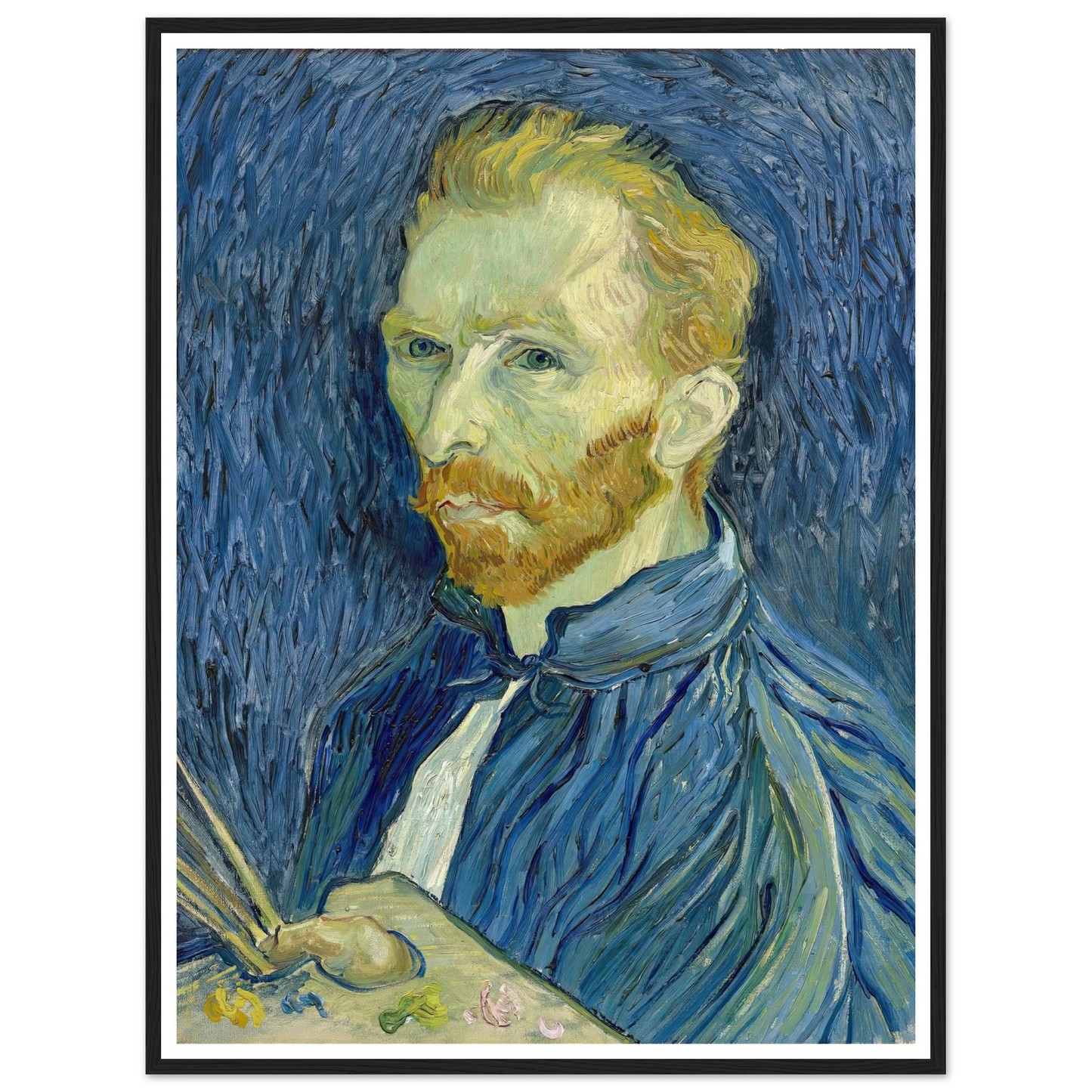 Self-Portrait (1889) Art Print | Vincent van Gogh - Framed Poster - 30x40 cm / 12x16″ - Black frame
