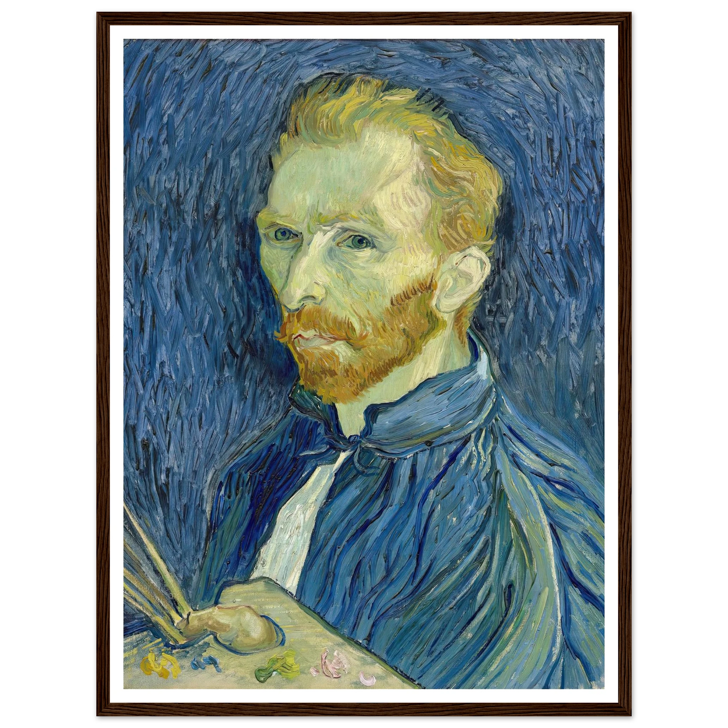 Self-Portrait (1889) Art Print | Vincent van Gogh - Framed Poster - 30x40 cm / 12x16″ - Black frame