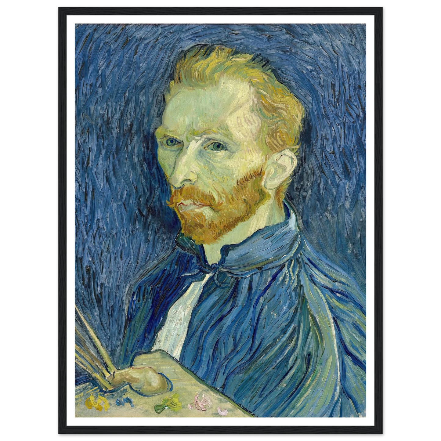 Self-Portrait (1889) Art Print | Vincent van Gogh - Framed Poster - 30x40 cm / 12x16″ - Black frame