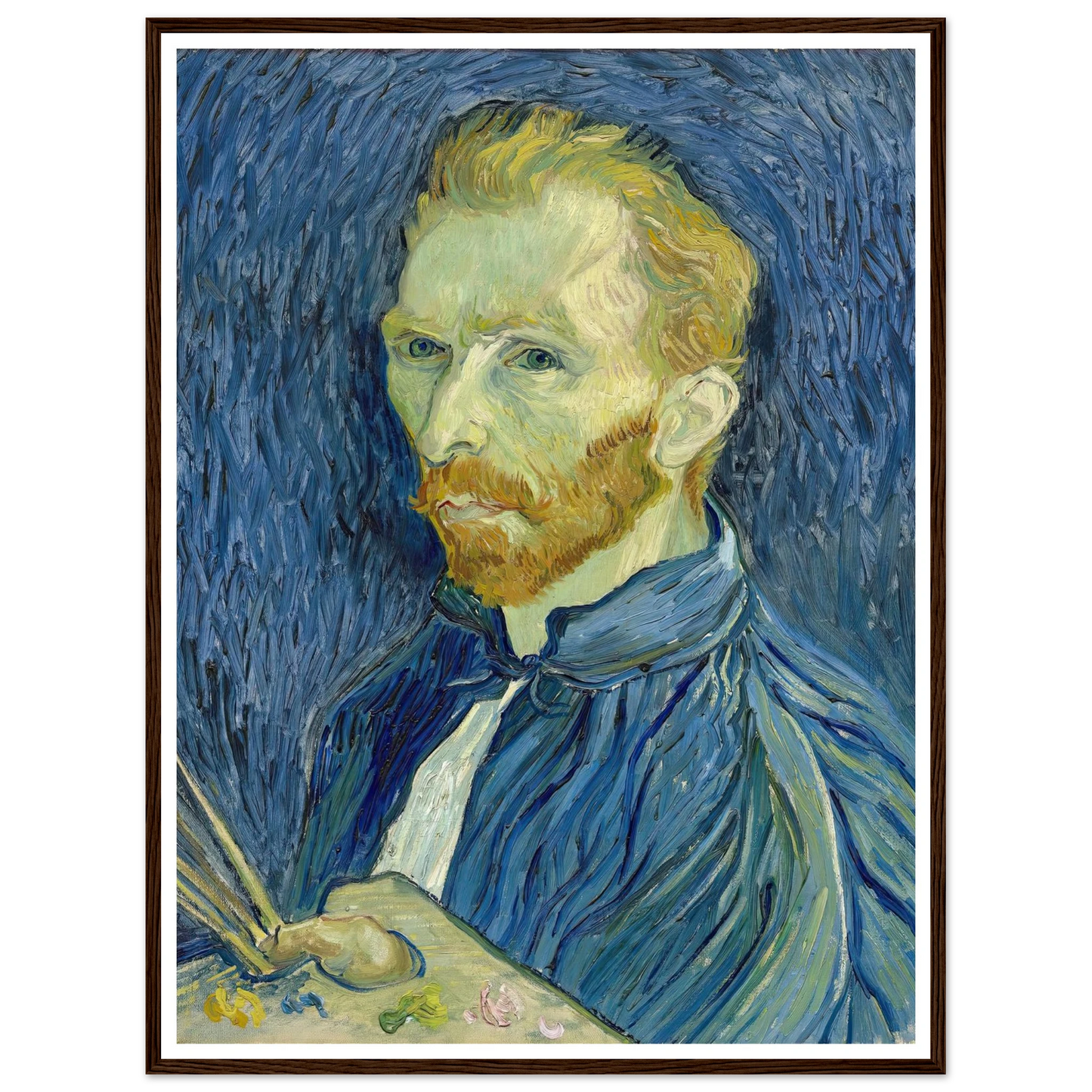 Self-Portrait (1889) Art Print | Vincent van Gogh - Framed Poster - 30x40 cm / 12x16″ - Black frame