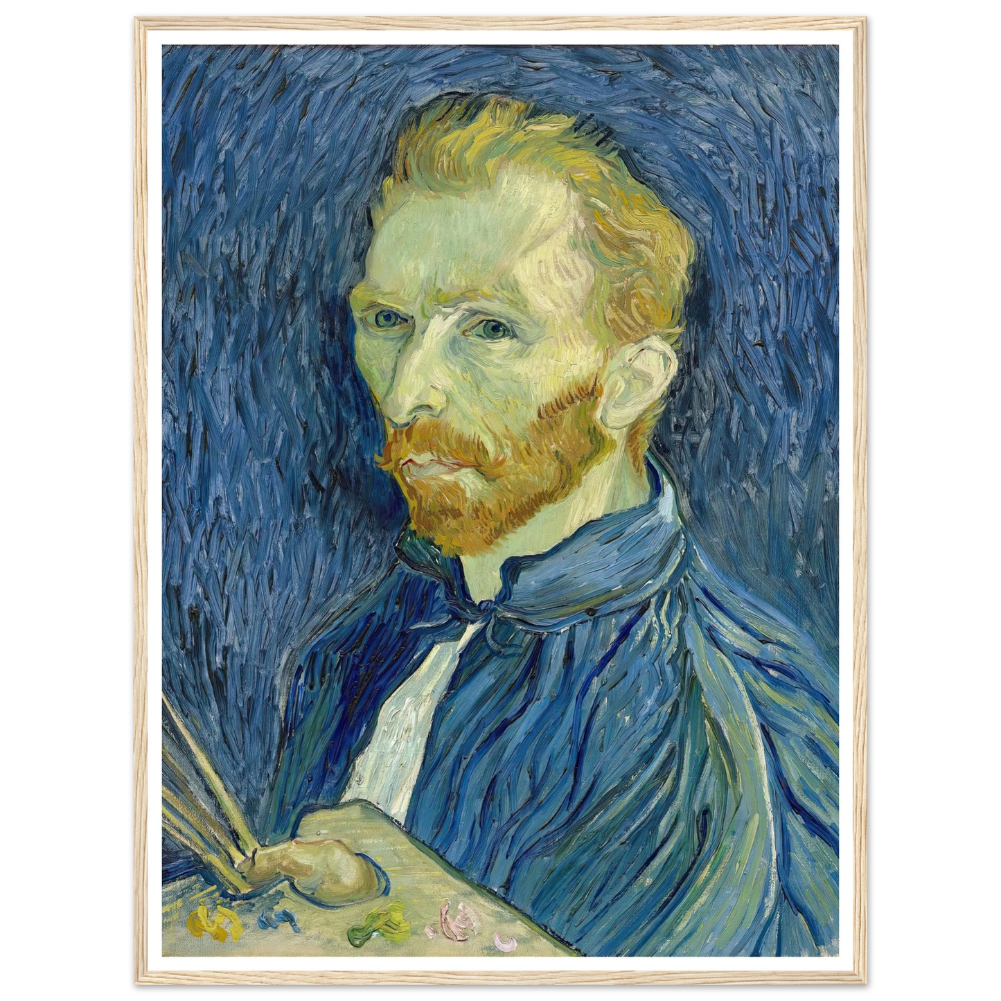 Self-Portrait (1889) Art Print | Vincent van Gogh - Framed Poster - 30x40 cm / 12x16″ - Black frame