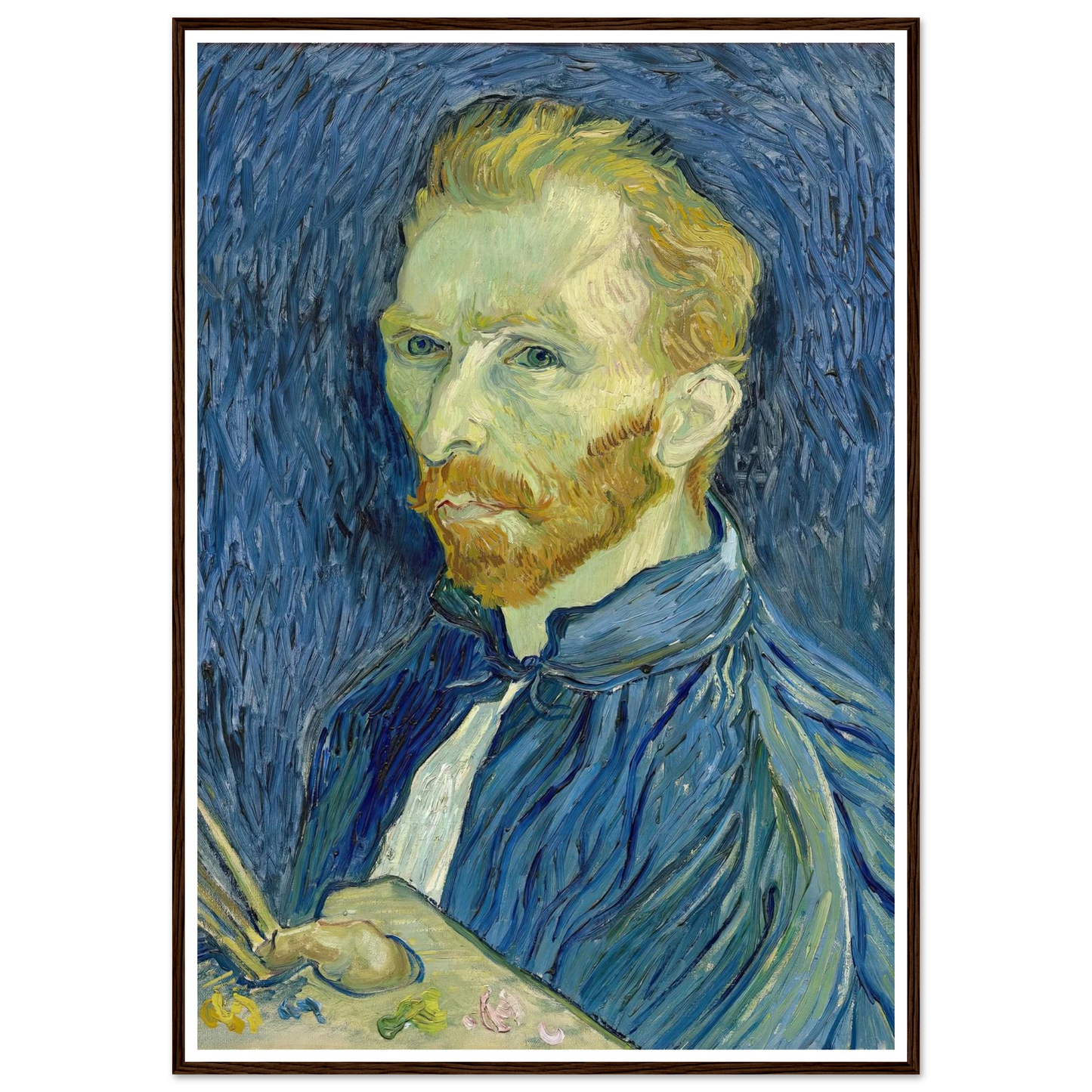 Self-Portrait (1889) Art Print | Vincent van Gogh - Framed Poster - 30x40 cm / 12x16″ - Black frame