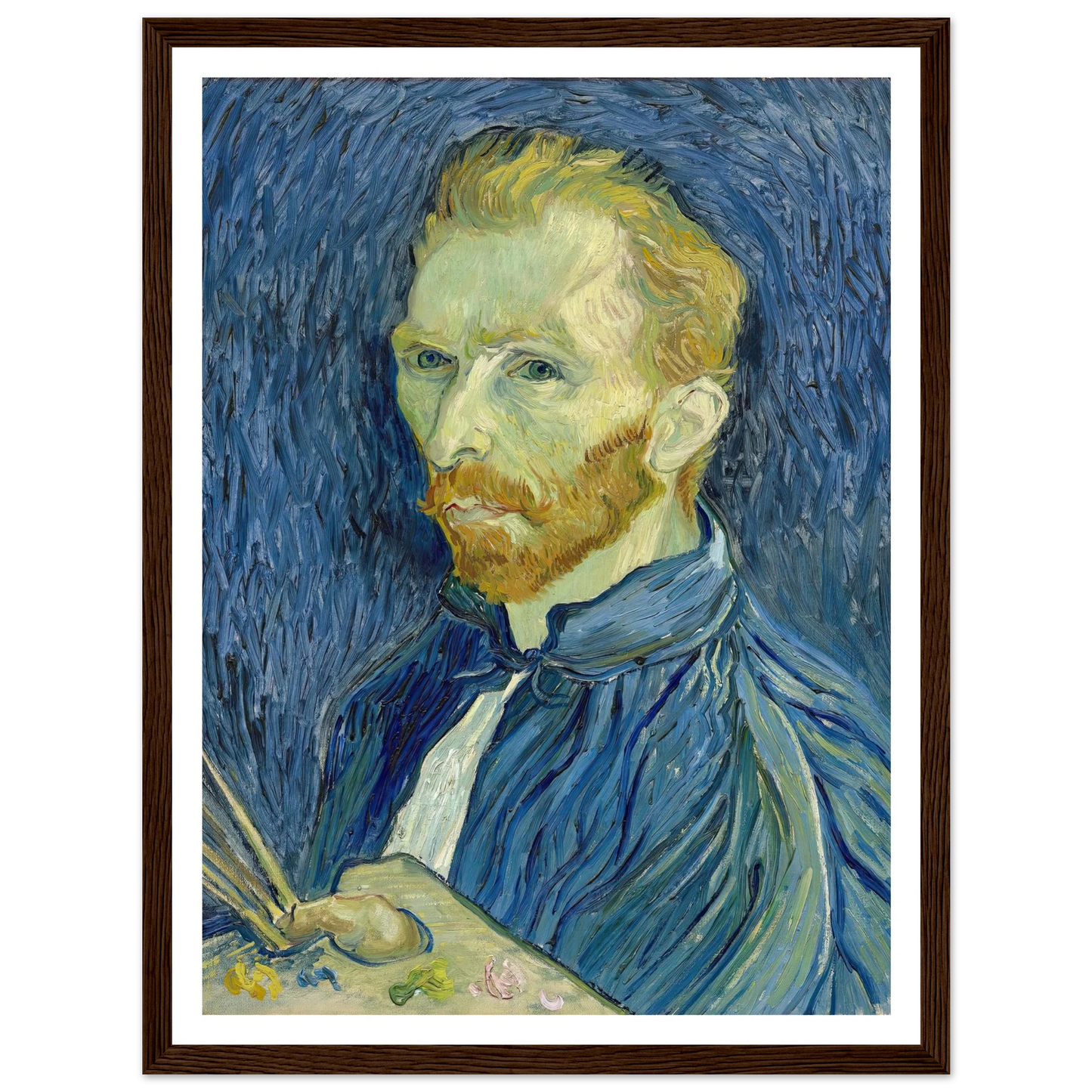 Self-Portrait (1889) Art Print | Vincent van Gogh - Framed Poster - 30x40 cm / 12x16″ - Black frame