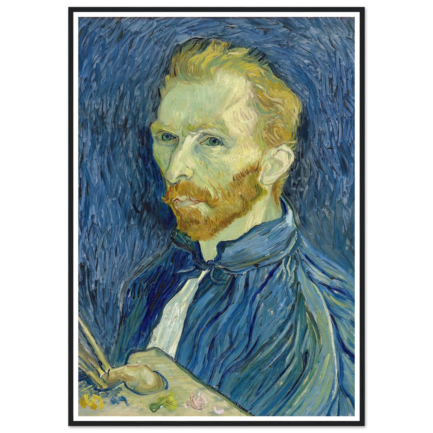 Self-Portrait (1889) Art Print | Vincent van Gogh - Framed Poster - 30x40 cm / 12x16″ - Black frame