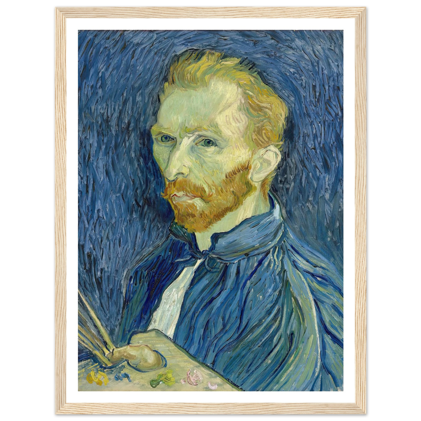 Self-Portrait (1889) Art Print | Vincent van Gogh - Framed Poster - 30x40 cm / 12x16″ - Black frame