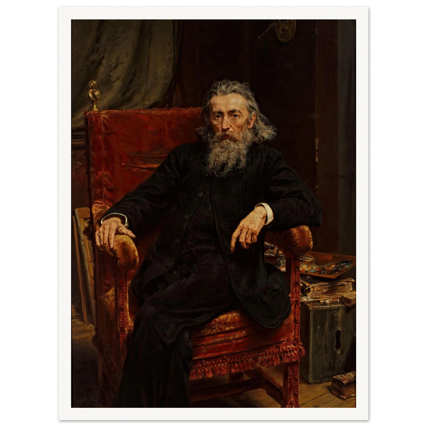 Self-portrait (1892) Art Print | Jan Matejko - Framed Poster - 30x40 cm / 12x16″ - Black frame