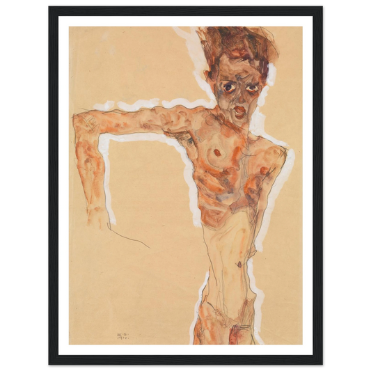 Self-Portrait (1911) Art Print | Egon Schiele - Framed Poster - 30x40 cm / 12x16″ - Black frame
