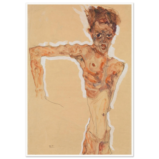Self-Portrait (1911) Art Print | Egon Schiele - Framed Poster - 30x40 cm / 12x16″ - Black frame