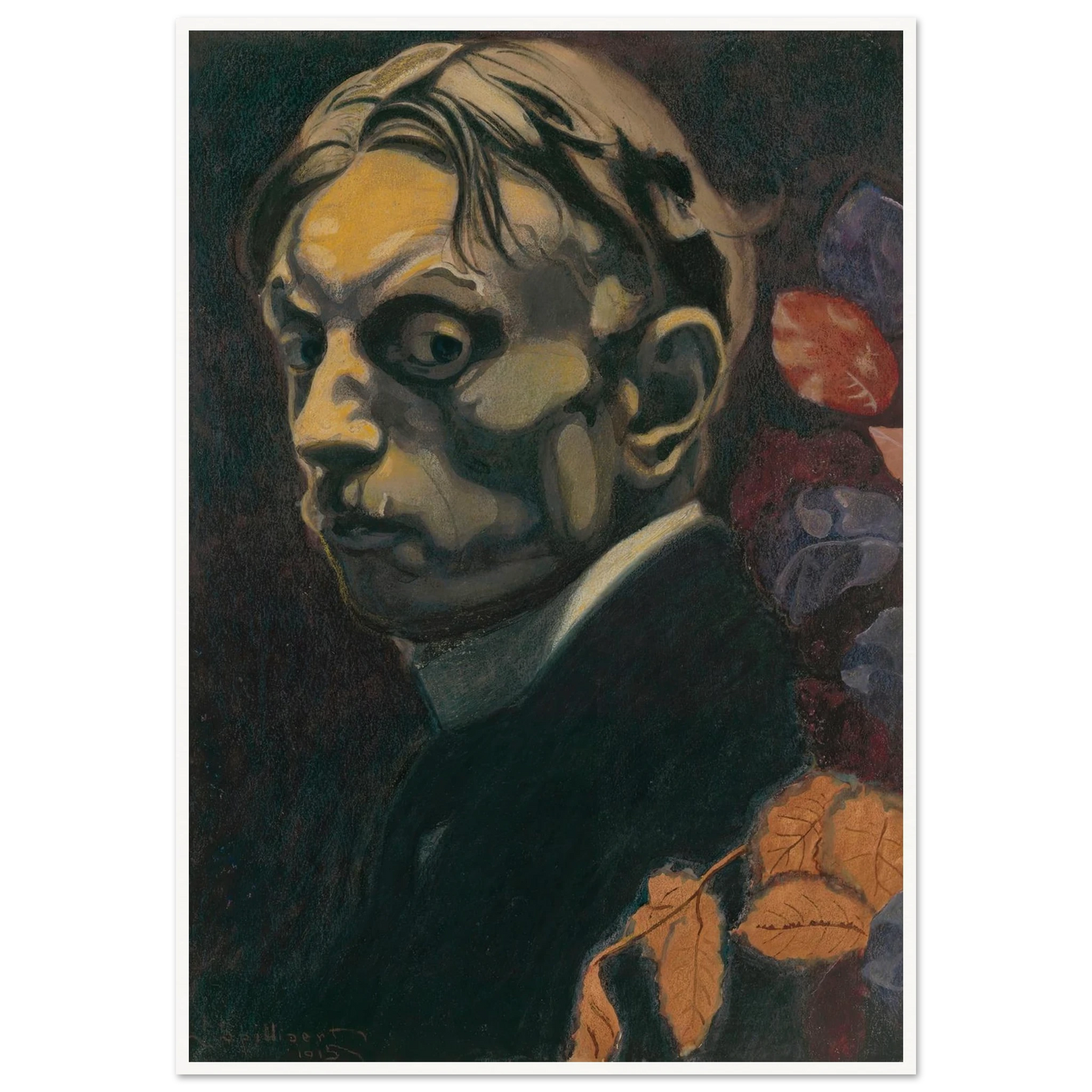 Self Portrait (1915) Art Print | Leon Spilliaert - Framed Poster - 30x40 cm / 12x16″ - Black frame