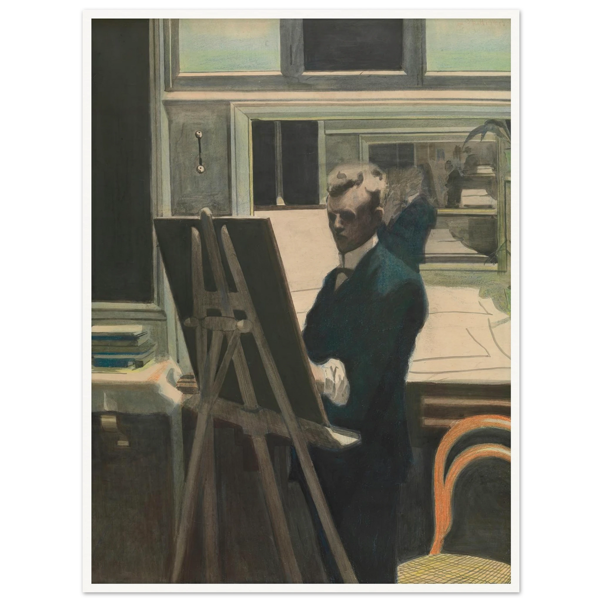 Self Portrait Art Print | Leon Spilliaert - Framed Poster - 30x40 cm / 12x16″ - Black frame
