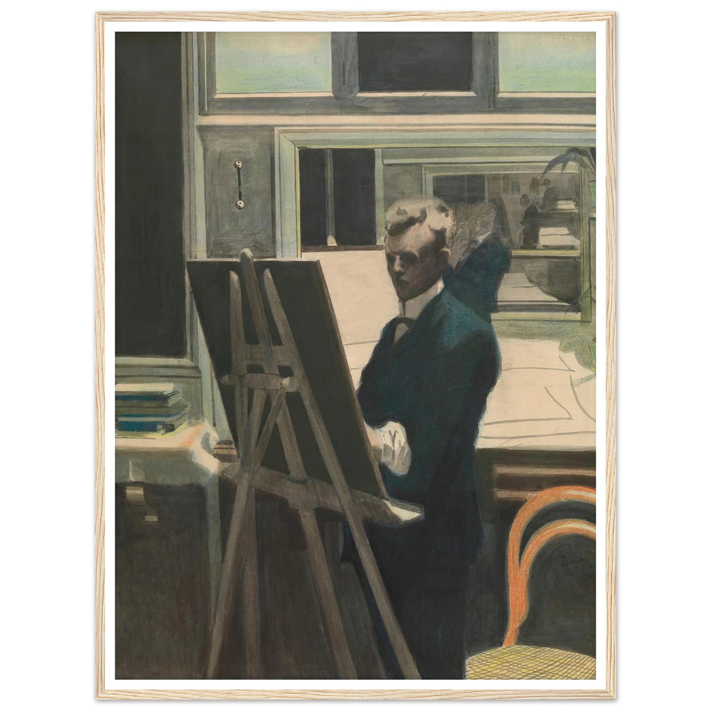 Self Portrait Art Print | Leon Spilliaert - Framed Poster - 30x40 cm / 12x16″ - Black frame