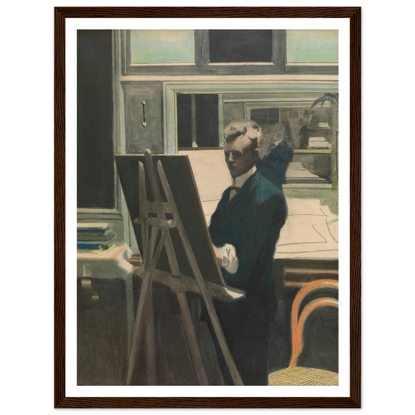 Self Portrait Art Print | Leon Spilliaert - Framed Poster - 30x40 cm / 12x16″ - Black frame