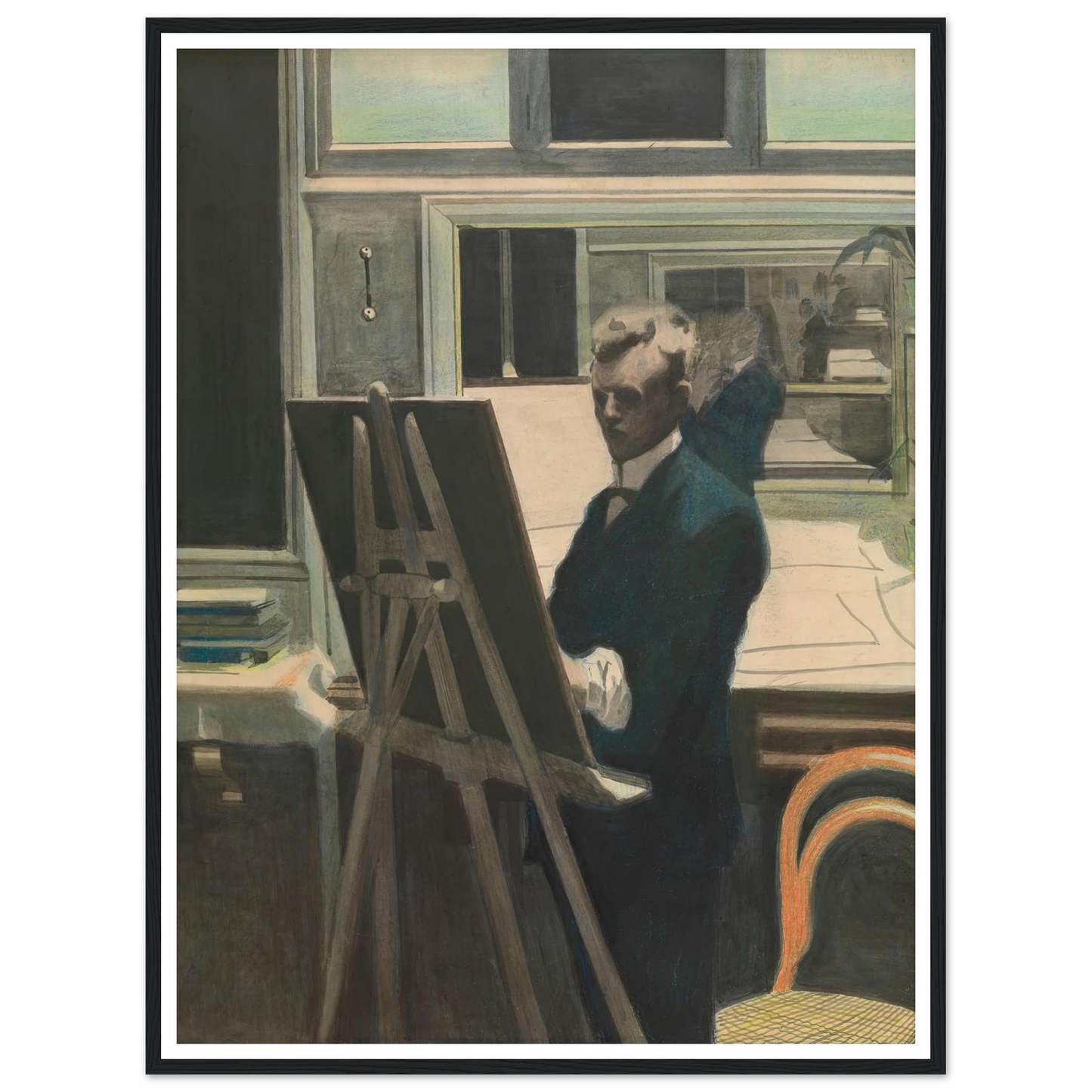 Self Portrait Art Print | Leon Spilliaert - Framed Poster - 30x40 cm / 12x16″ - Black frame
