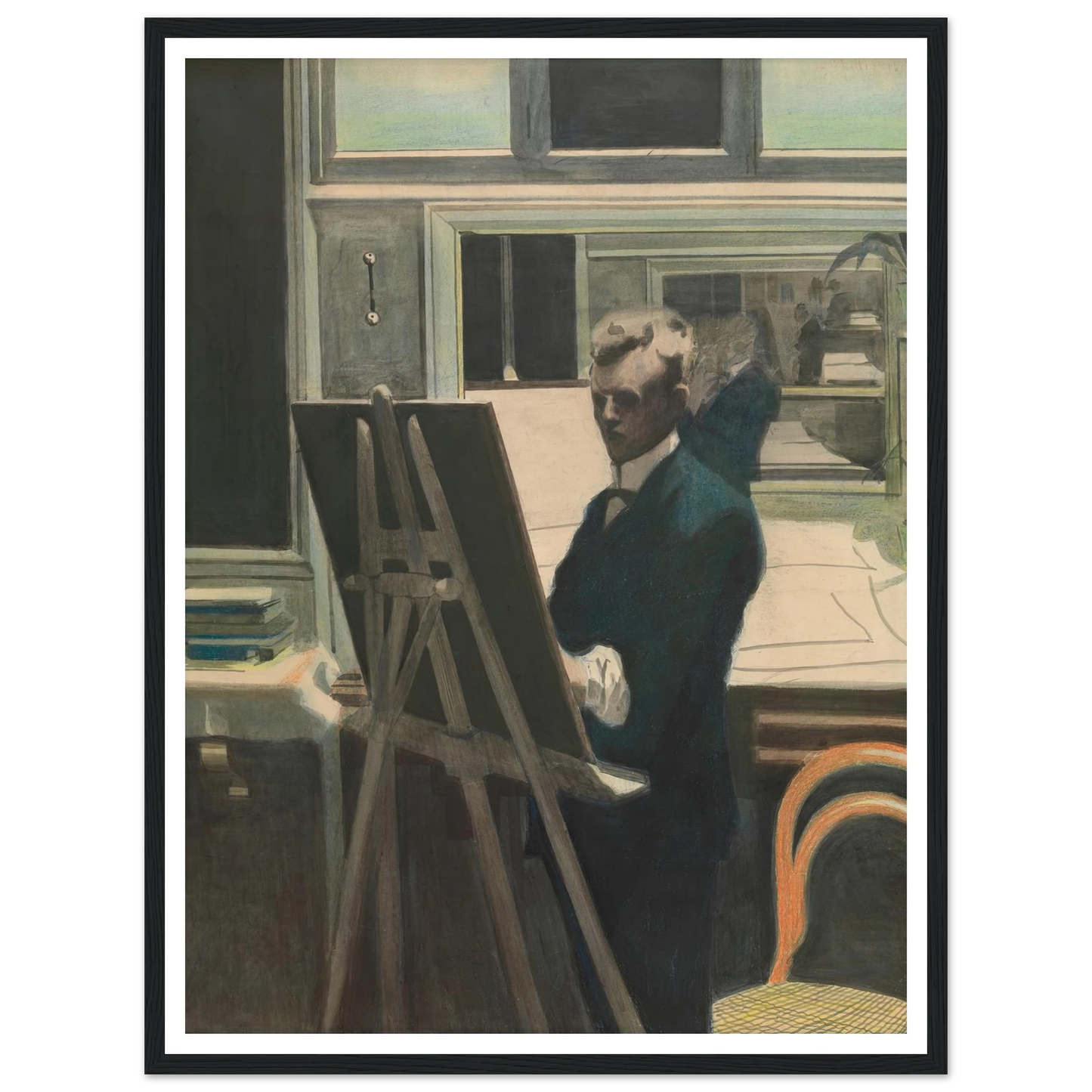 Self Portrait Art Print | Leon Spilliaert - Framed Poster - 30x40 cm / 12x16″ - Black frame